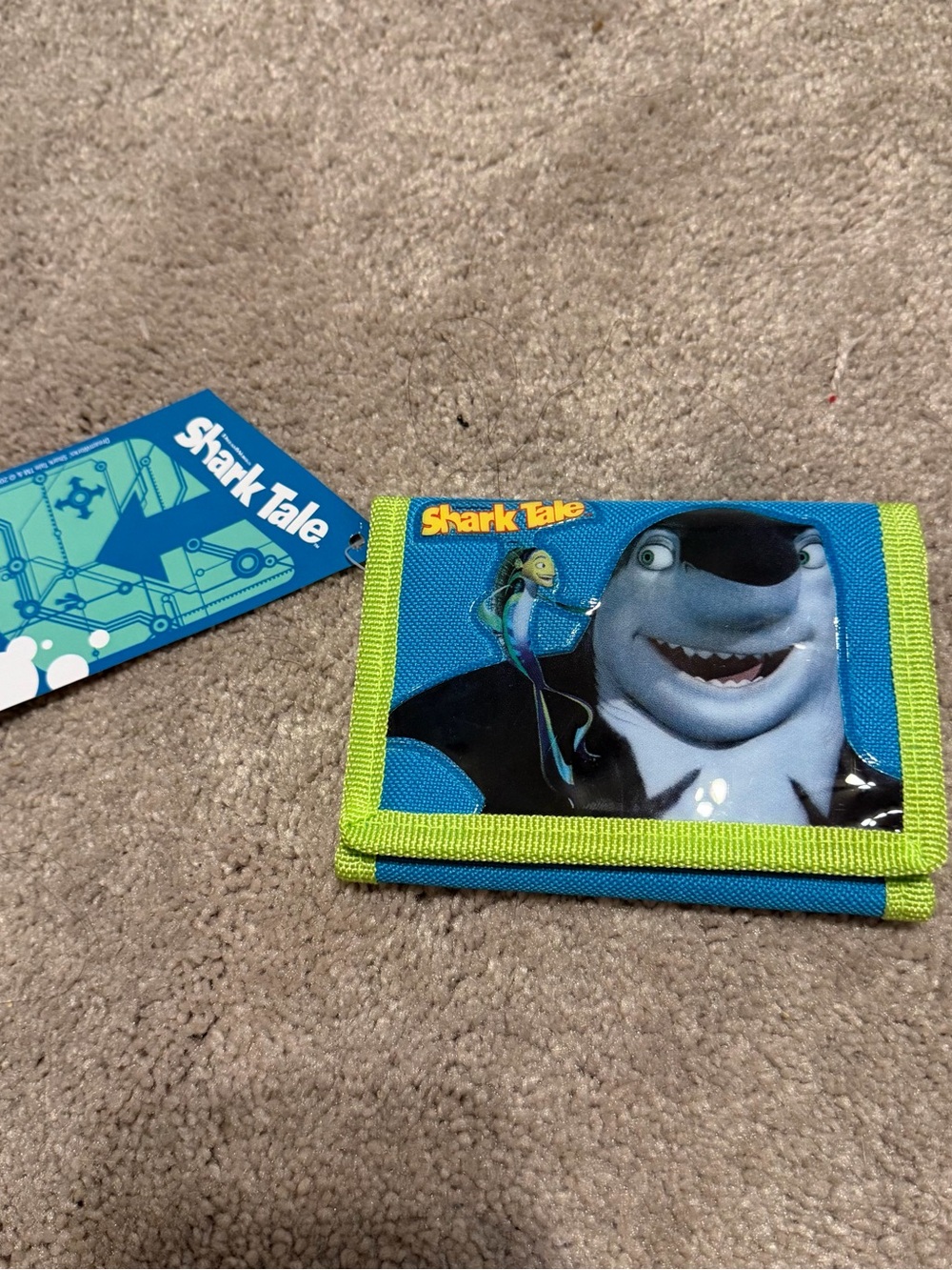 Vintage Y2K Shark Tale Kids Wallet in Blue and Green - Character Design